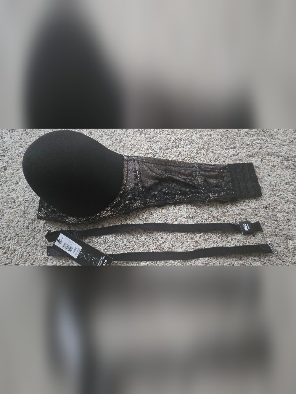 Torrid Black Strapless 5 Way Lace Bra With Silicone Lining Non Slip New With Tag